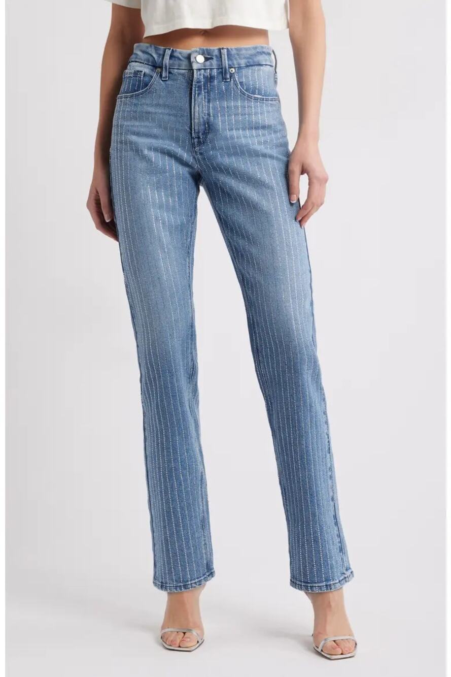 NWT Good American Embellished Good Icon Jeans Blue Size 12/31